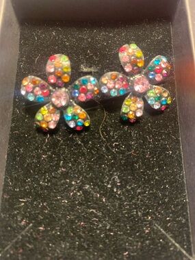 Multicolor Crystal Flower Stud Earrings
